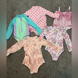 Baby Toddler Girls One Piece Bathing Suit Bundle Lot Set of 5